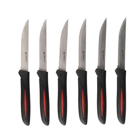 Alpina - Sada steakových nožů INOX z nerezové oceli 23 cm 6 ks. (černá)
