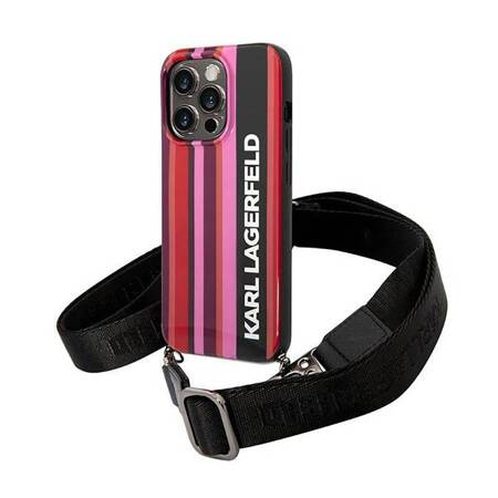 Karl Lagerfeld Color Stripes Strap - pouzdro pro iPhone 14 Pro (růžové)