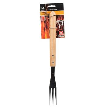 BBQ essential fork long with wooden handle 41 cm
