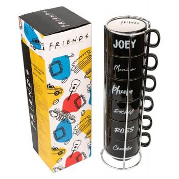 Friends - Set of ceramic mugs with stand 150 ml 6 pcs.