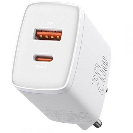 Baseus Compact - Fast Charger USB + USB-C 20W (White)