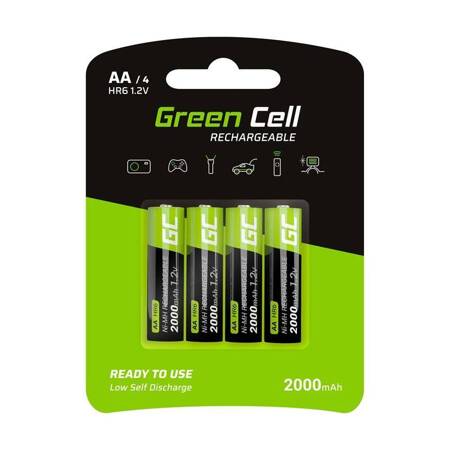 Green Cell - 4x AA HR6 2000mAh Rechargeable Batteries