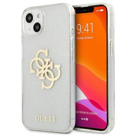 Guess Glitter 4G Big Logo - iPhone 13 mini case (transparent)