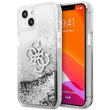 Guess Liquid Glitter 4G Big Logo - iPhone 13 mini case (silver)