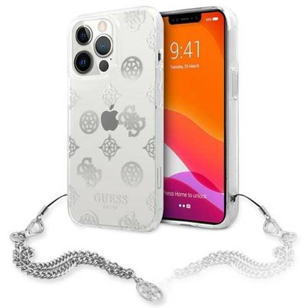 Guess Peony Chain Handle - Case for iPhone 13 Pro Max (Silver)