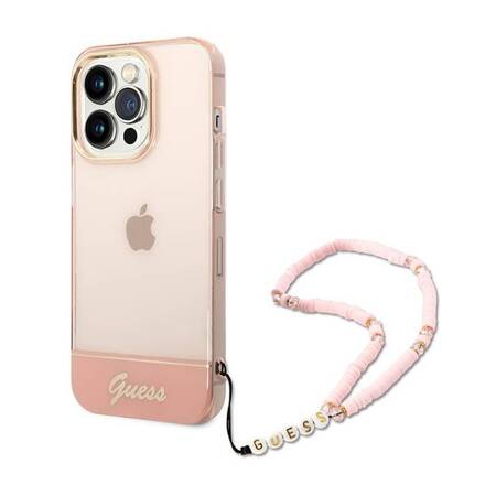 Guess Translucent Pearl Strap - iPhone 14 Pro Case (pink)