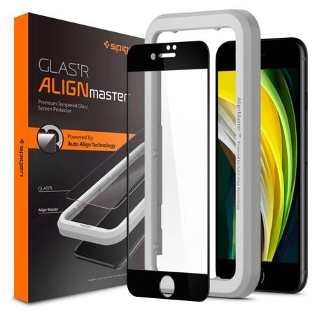 Spigen Alm Glass FC - Tempered glass for iPhone SE (2022 / 2020) / 8 / 7 (Black frame)