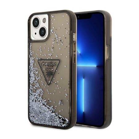 Guess Liquid Glitter Triangle Logo Case - iPhone 14 Plus (schwarz)
