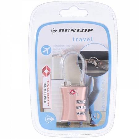 Dunlop - Kłódka na szyfr do walizki, z systemem TSA (Różowy)